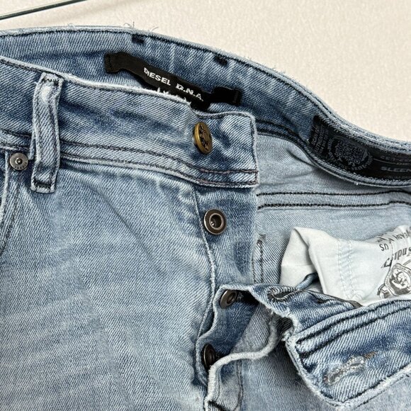 Diesel D.N.A. Sleenker Mens Distressed Thrashed Grunge Slim Fit Jeans Size 32x32 - Picture 2 of 16